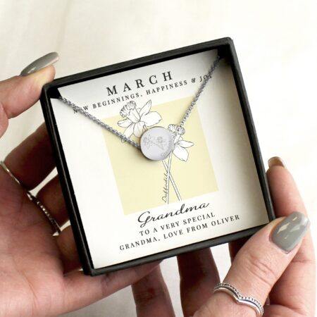 Personalised March Birth Flower Necklace and Box: 4 - Necklaces By Gift Moments