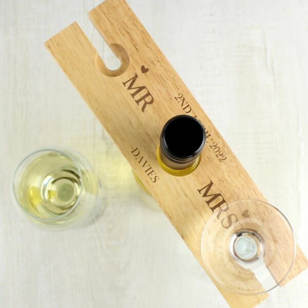 Personalised Married Couple Wine Glass & Bottle Holder: 2 - Barware By Gift Moments
