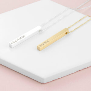 Personalised Matt Vertical Bar Necklaces: 5 - Necklaces By Gift Moments