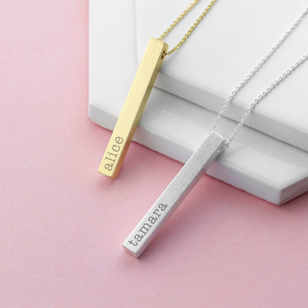 Personalised Matt Vertical Bar Necklaces: 1 - Necklaces By Gift Moments