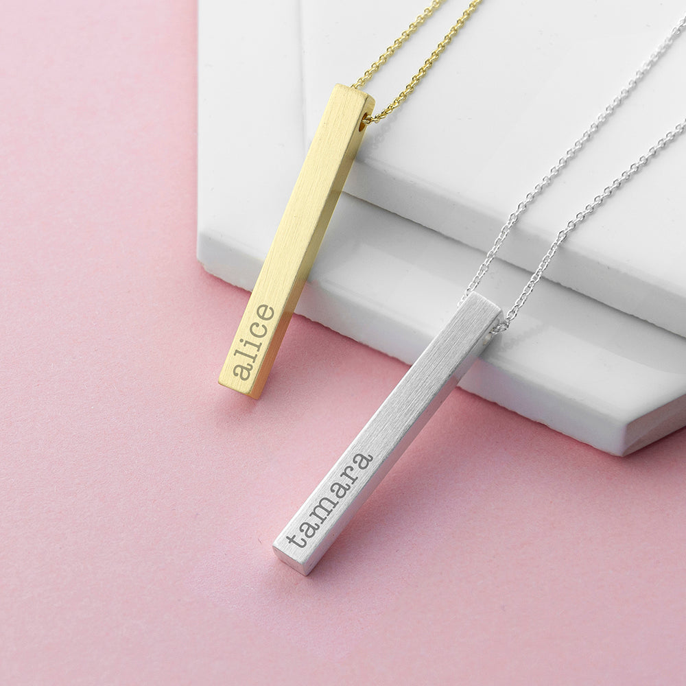 Personalised Matt Vertical Bar Necklaces: 1 - Necklaces By Gift Moments