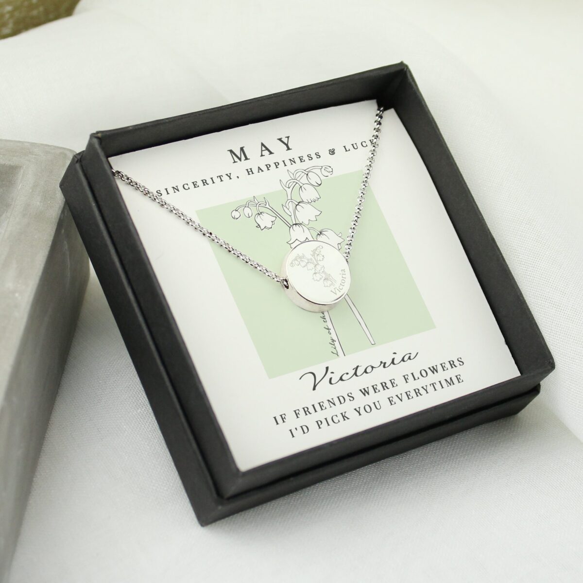 Personalised May Birth Flower Necklace and Box: 3 - Necklaces By Gift Moments