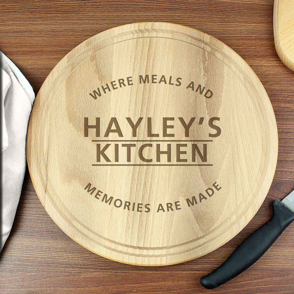 Personalised ’Meals and Memories’ Round Chopping Board: 7 - Chopping Boards By Gift Moments