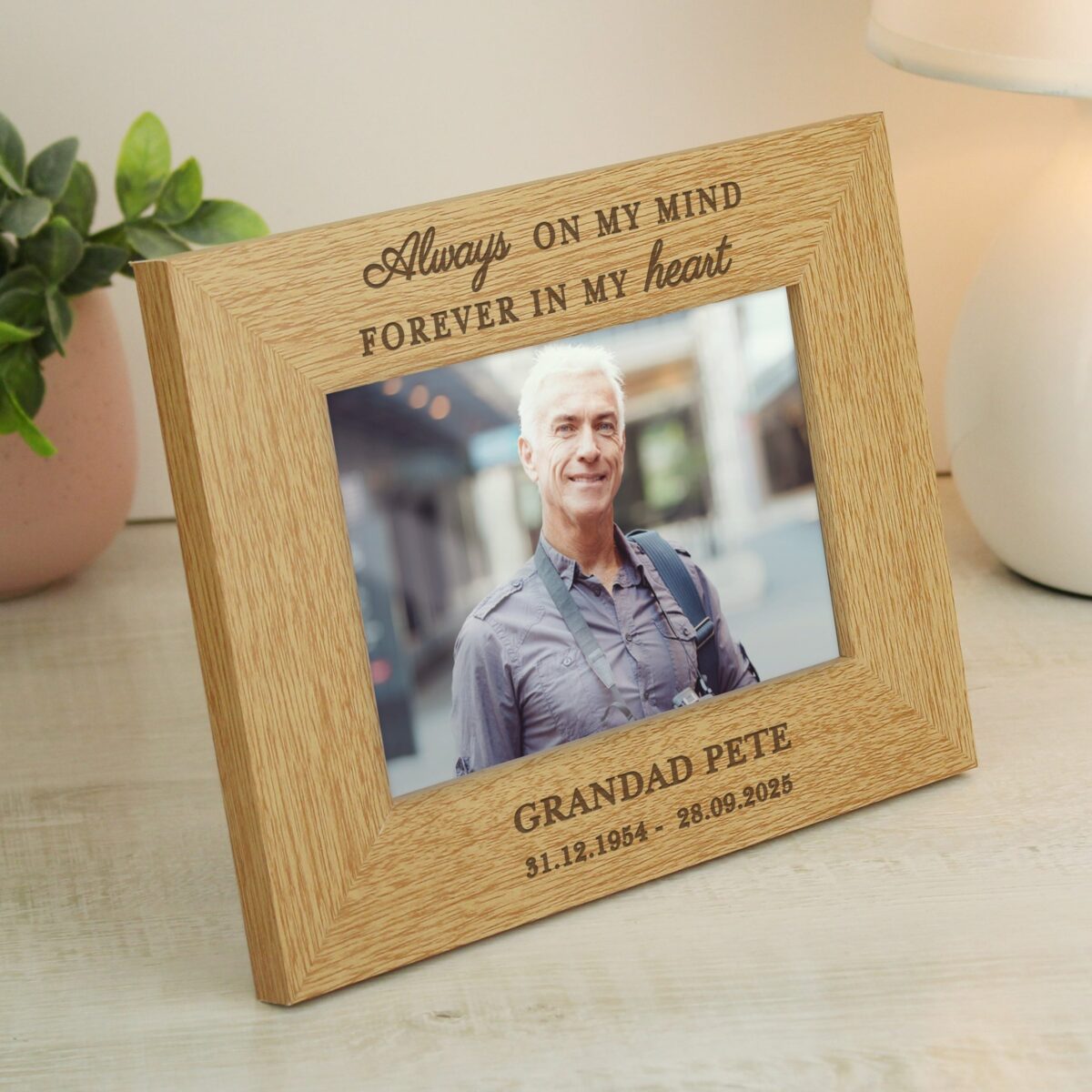Personalised Memorial Always In My Heart 6x4 Wooden Photo Frame: 4 - Photo Frames By Gift Moments