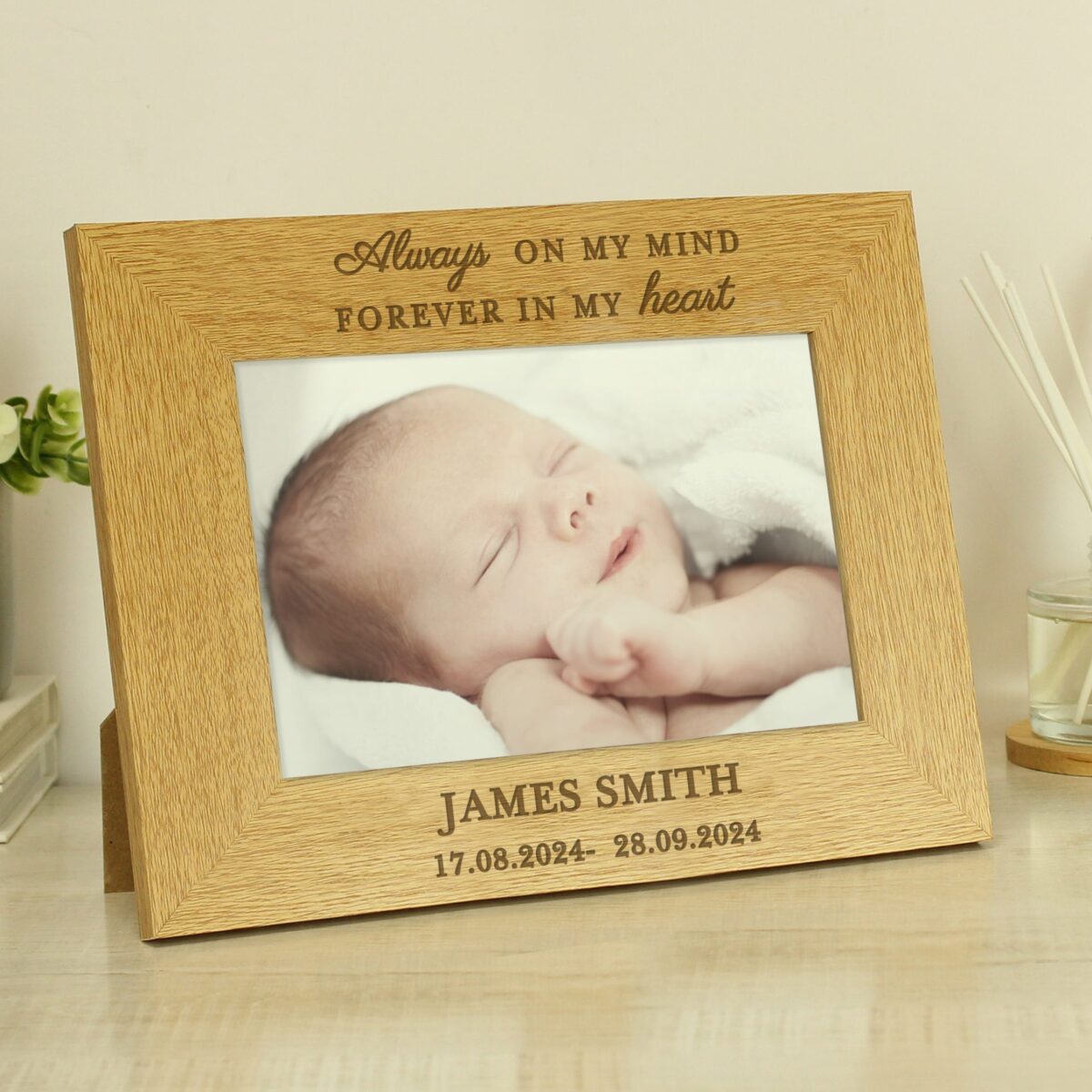 Personalised Memorial Always In My Heart 6x4 Wooden Photo Frame: 2 - Photo Frames By Gift Moments