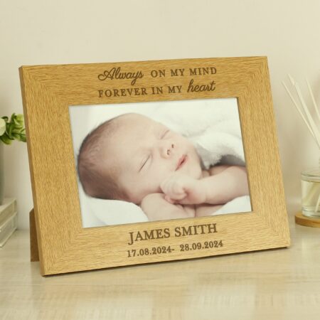 Personalised Memorial Always In My Heart 6x4 Wooden Photo Frame: 2 - Photo Frames By Gift Moments