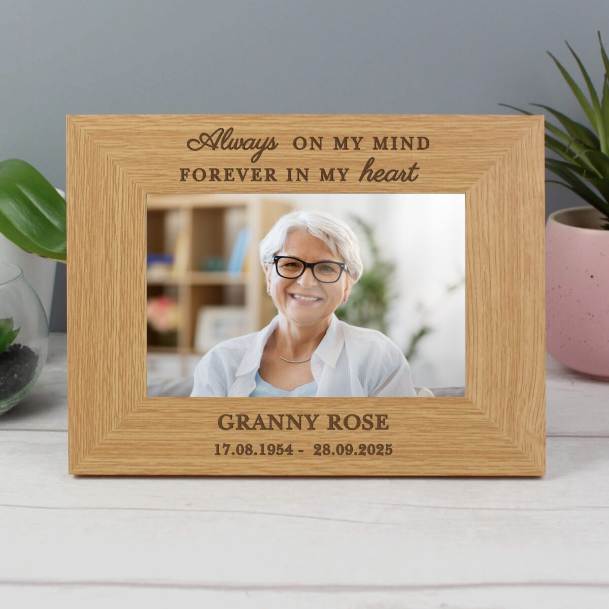 Personalised Memorial Always In My Heart 6x4 Wooden Photo Frame: 6 - Photo Frames By Gift Moments