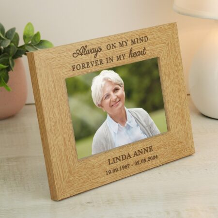 Personalised Memorial Always In My Heart 6x4 Wooden Photo Frame: 7 - Photo Frames By Gift Moments