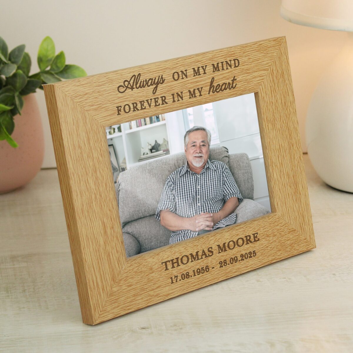 Personalised Memorial Always In My Heart 6x4 Wooden Photo Frame: 1 - Photo Frames By Gift Moments