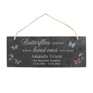 Personalised Memorial Butterflies Appear Slate Hanging Ornament: 4 - Signs & Plaques By Gift Moments