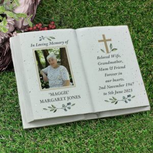 Personalised Memorial Cross Photo Upload Resin Book: 1 - Memorials By Gift Moments
