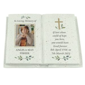 Personalised Memorial Cross Photo Upload Resin Book: 5 - Memorials By Gift Moments
