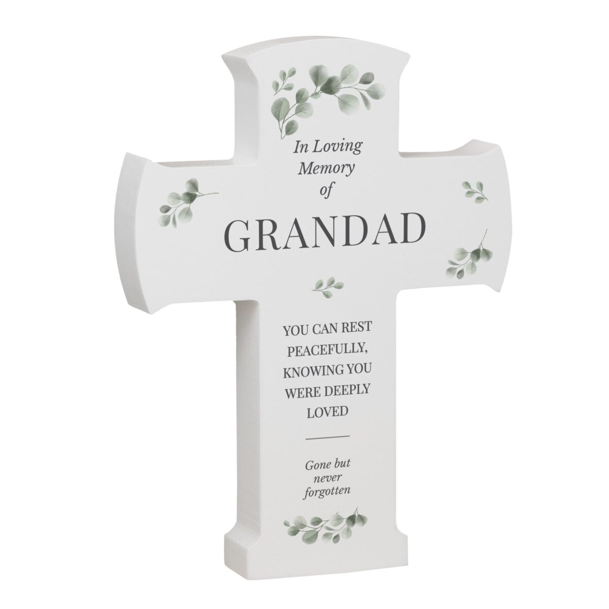Personalised memorial cross wooden ornament