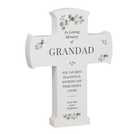 Personalised memorial cross wooden ornament
