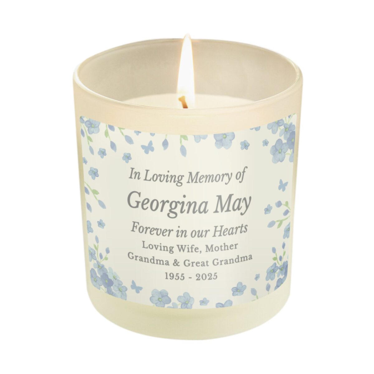 Personalised Memorial Forget Me Not Candle Jar: 5 - Candles By Gift Moments