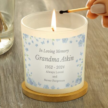 Personalised Memorial Forget Me Not Candle Jar: 3 - Candles By Gift Moments