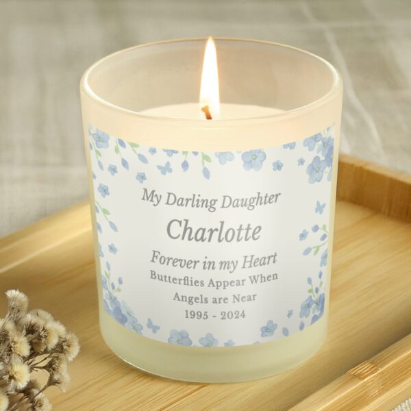 Personalised Memorial Forget Me Not Candle Jar: 2 - Candles By Gift Moments