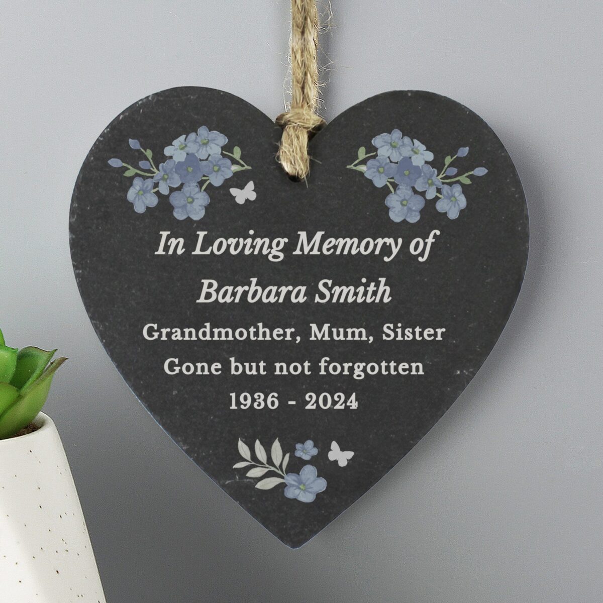 Personalised Memorial Forget Me Not Slate Heart: 1 - Decorations By Gift Moments
