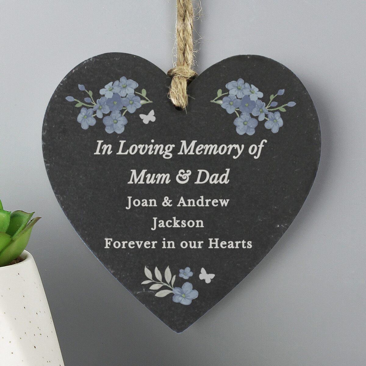 Personalised Memorial Forget Me Not Slate Heart: 4 - Decorations By Gift Moments