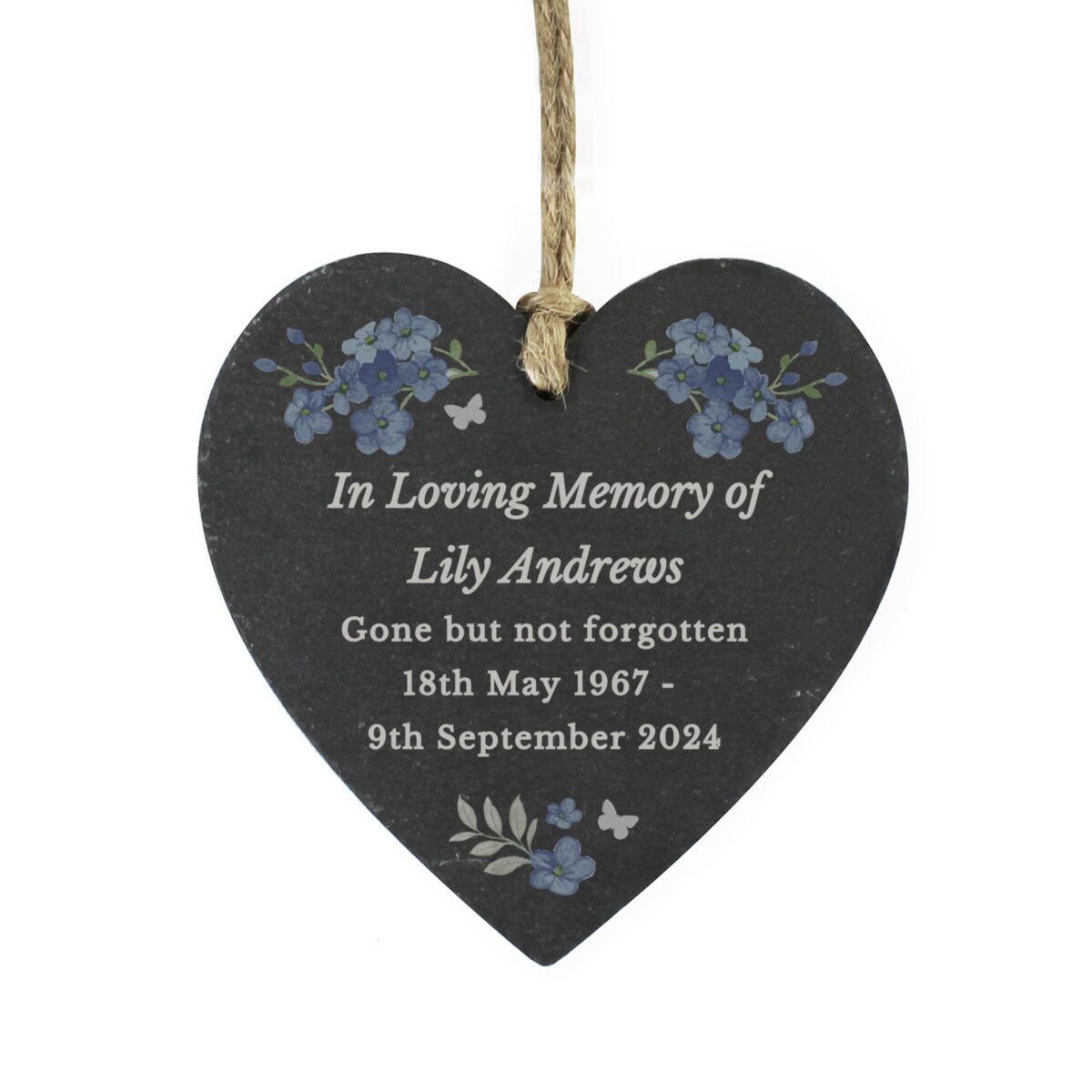 Personalised Memorial Forget Me Not Slate Heart: 5 - Decorations By Gift Moments