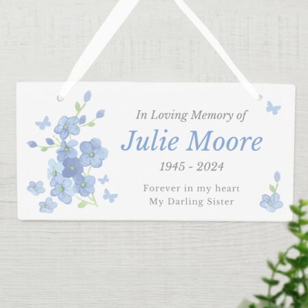 Personalised memorial forget wooden sign
