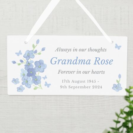 Personalised memorial forget wooden sign