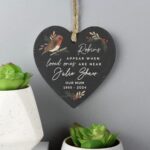 Personalised Memorial Robins Appear Slate Heart: 1 - Decorations By Gift Moments