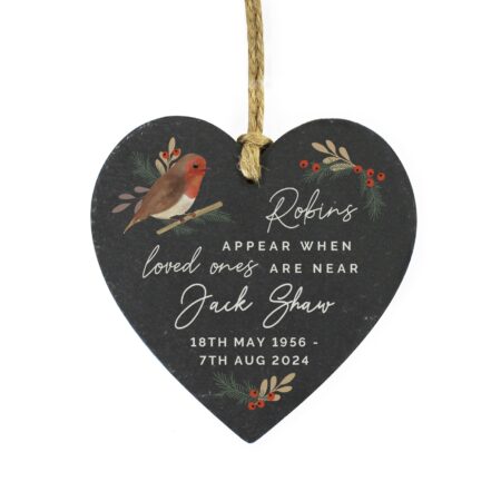 Personalised Memorial Robins Appear Slate Heart: 4 - Decorations By Gift Moments