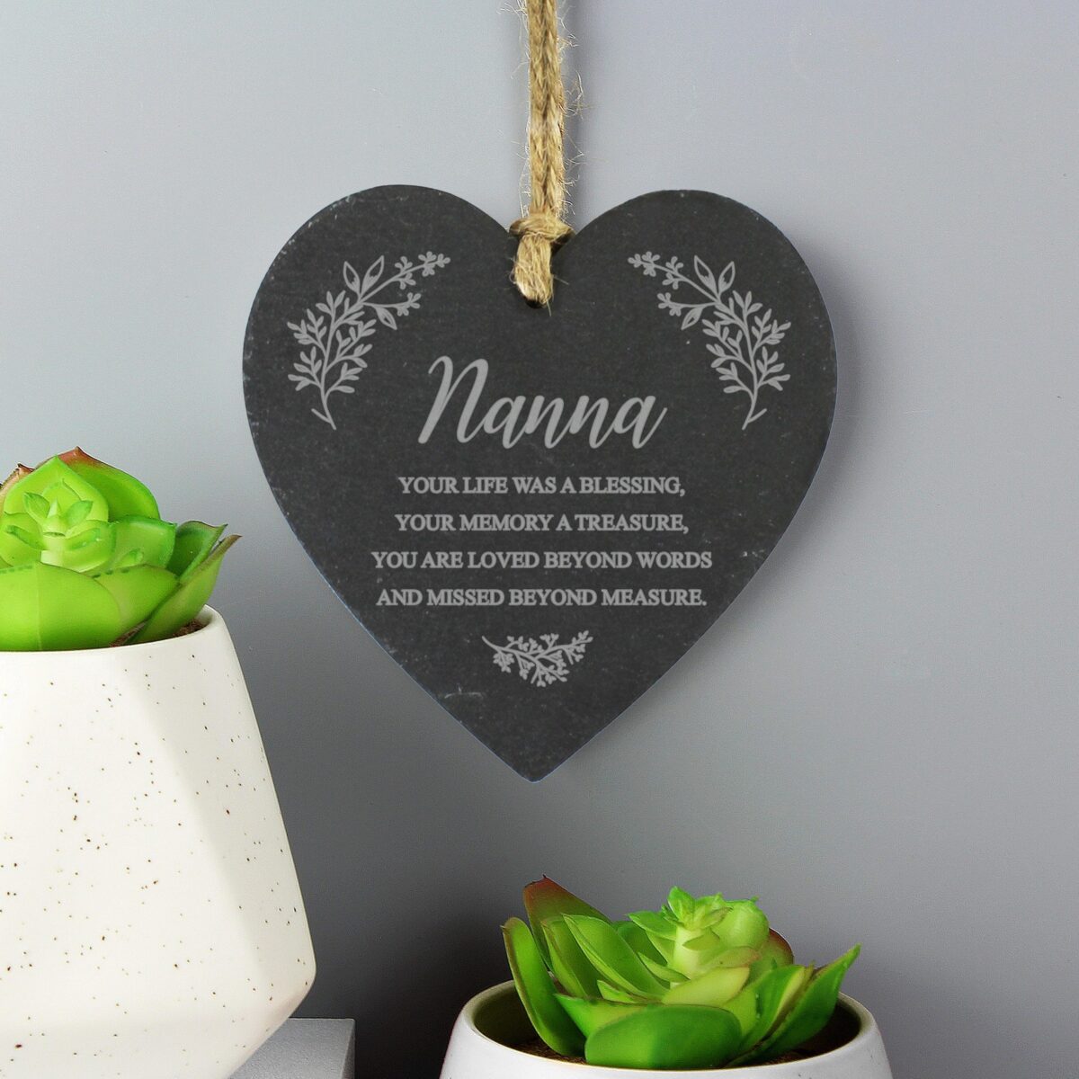 Personalised Memorial Slate Heart: 1 - Decorations By Gift Moments
