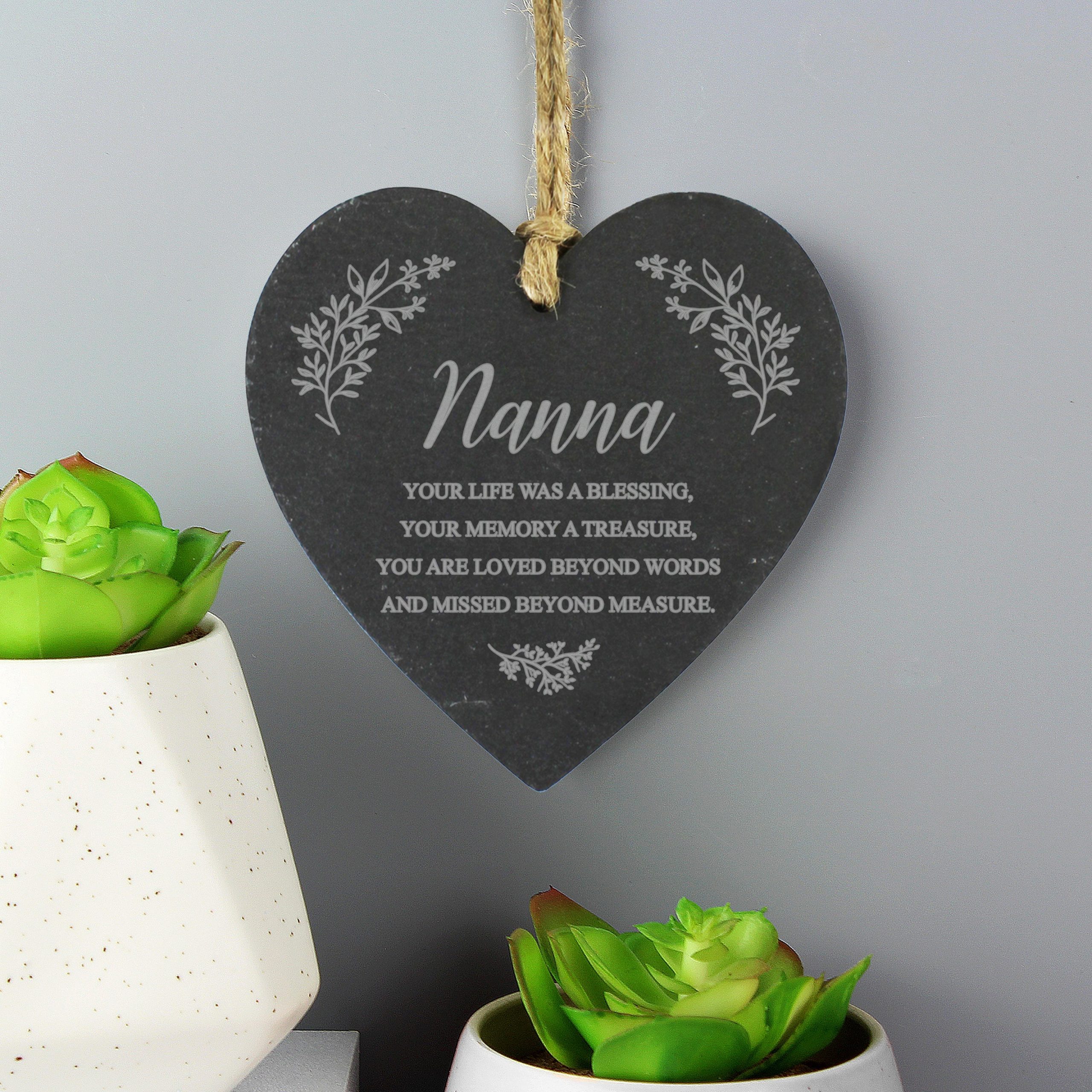 Personalised Memorial Slate Heart: 1 - Decorations By Gift Moments