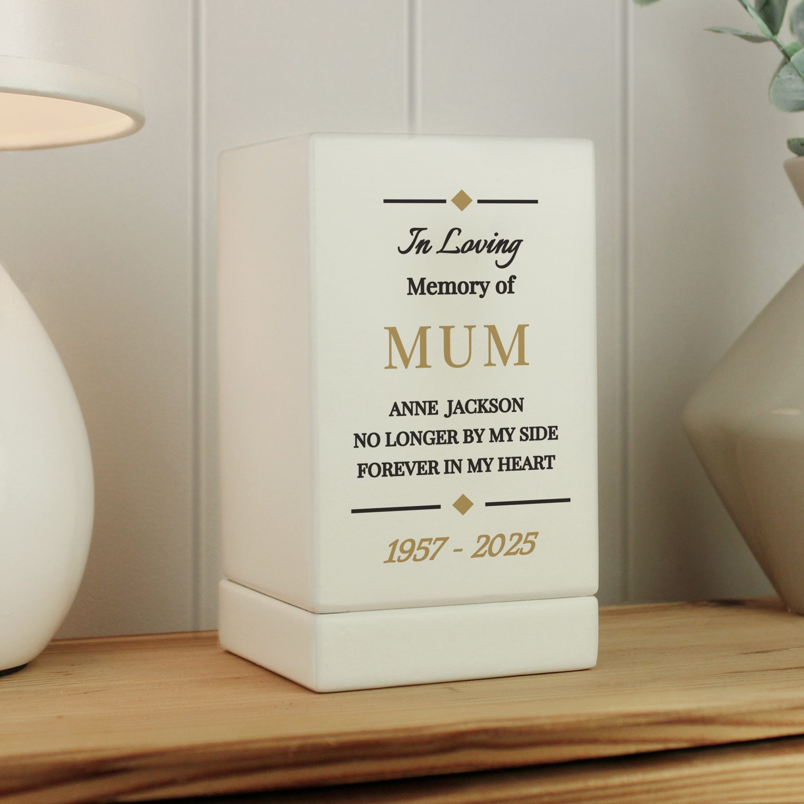 Personalised Memorial Small Wooden Urn: 1 - Urns By Gift Moments