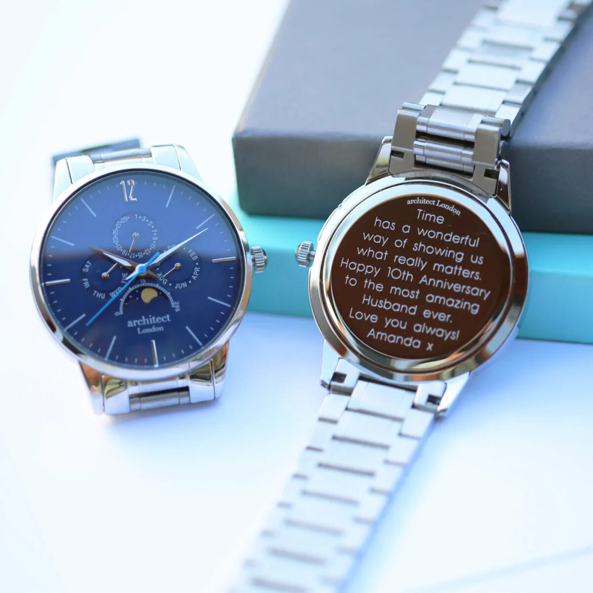 Personalised mens architect apollo watch blue