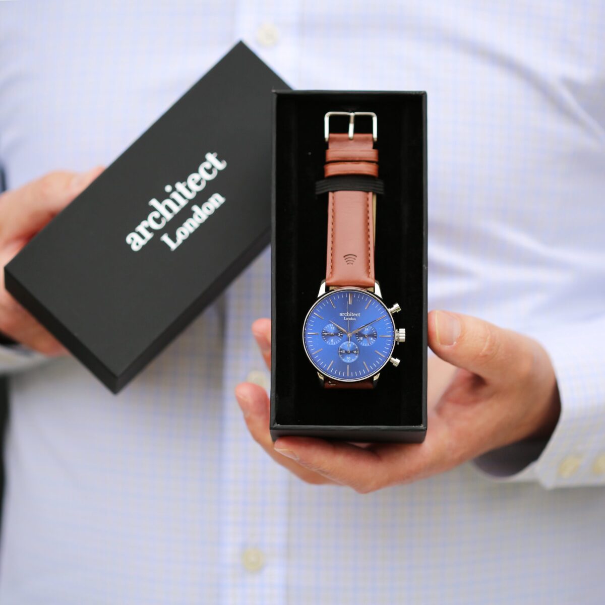 Personalised Men’s Architect Blue Motivator Walnut Contactless Payment Watch: 3 - Watches By Architect Watches