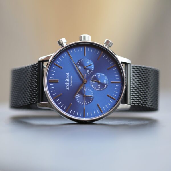 Personalised Men’s Architect Motivator Blue Face Black Strap: 2 - Watches By Architect Watches