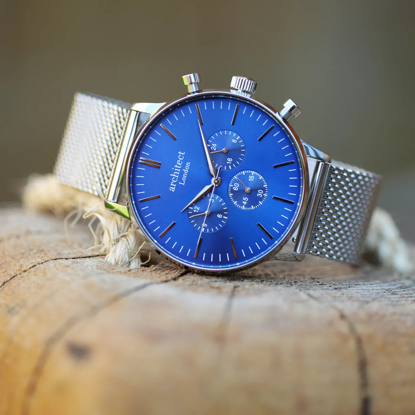 Personalised mens architect motivator blue silver