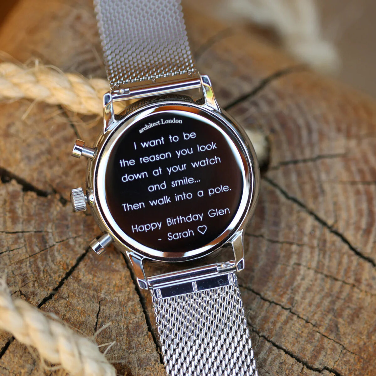 Personalised mens architect motivator blue silver