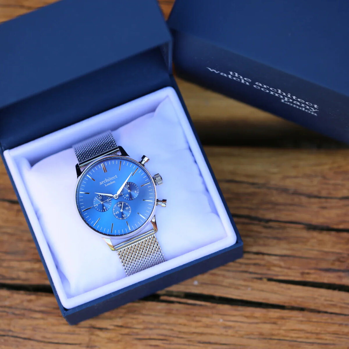 Personalised mens architect motivator blue silver