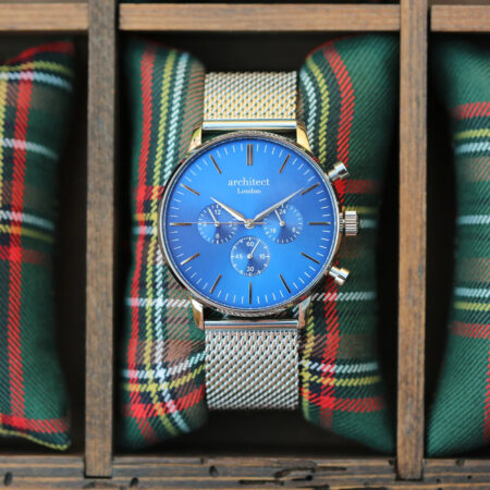 Personalised mens architect motivator blue silver