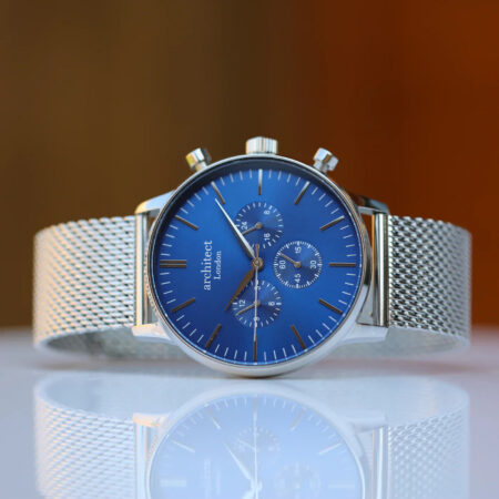 Personalised mens architect motivator blue silver