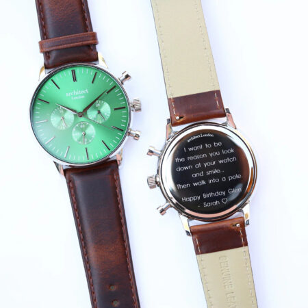 Personalised mens architect motivator envy green walnut