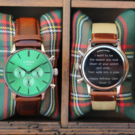 Personalised mens architect motivator envy green walnut