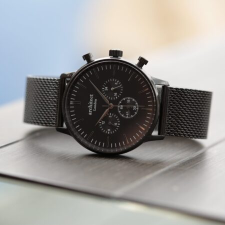 Personalised mens architect motivator watch black mesh