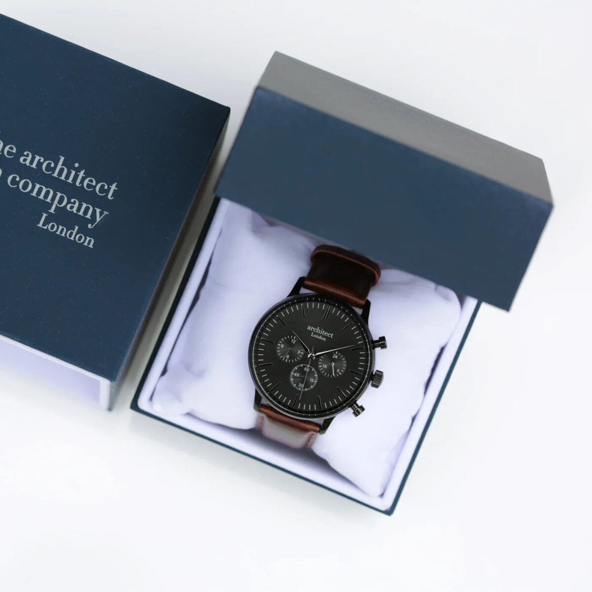 Personalised mens architect motivator watch walnut