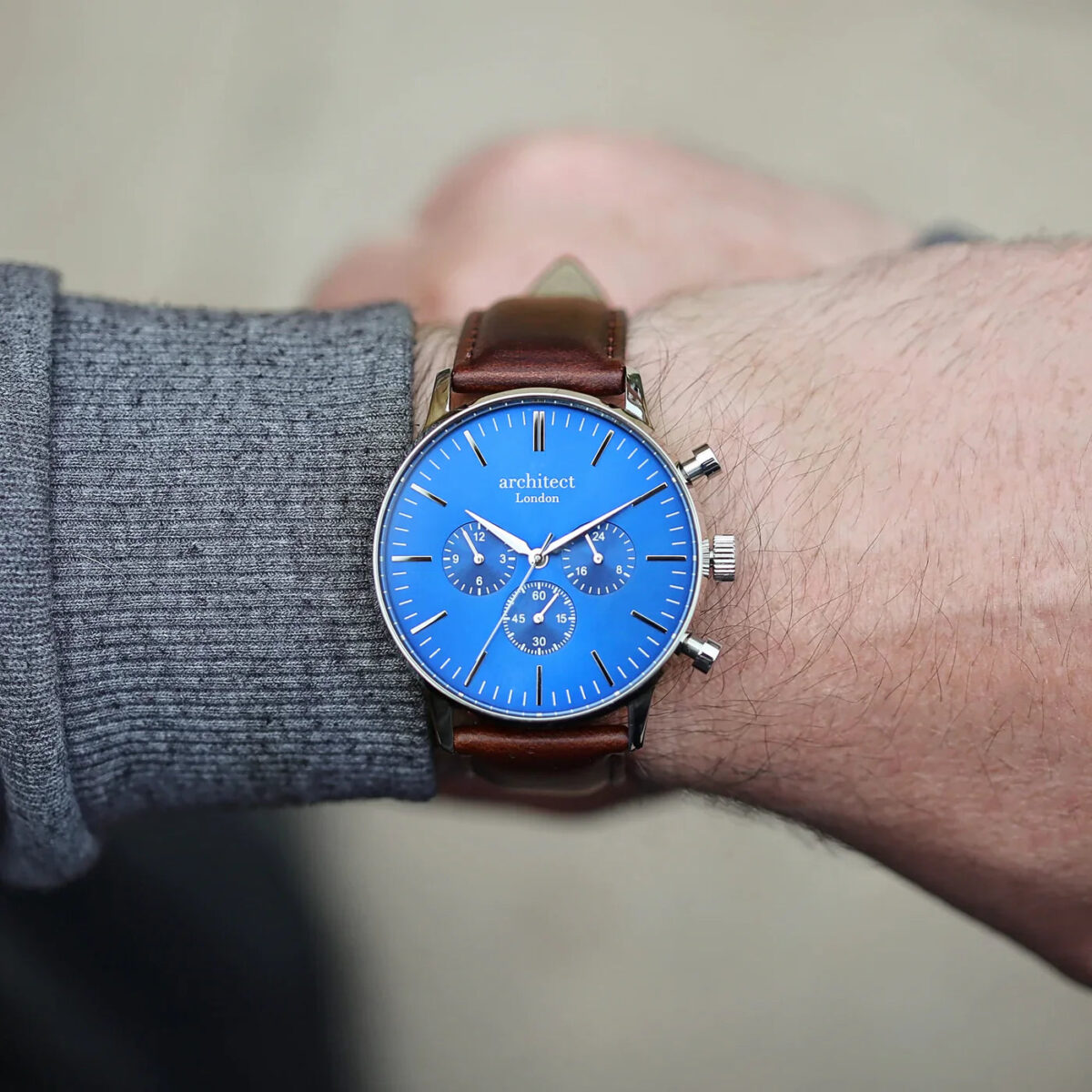 Personalised mens architect motivator watch walnut