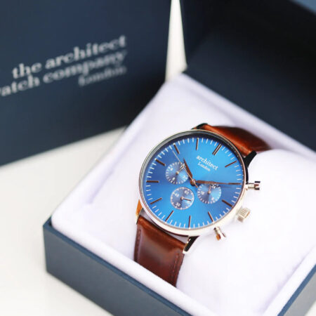 Personalised mens architect motivator watch walnut