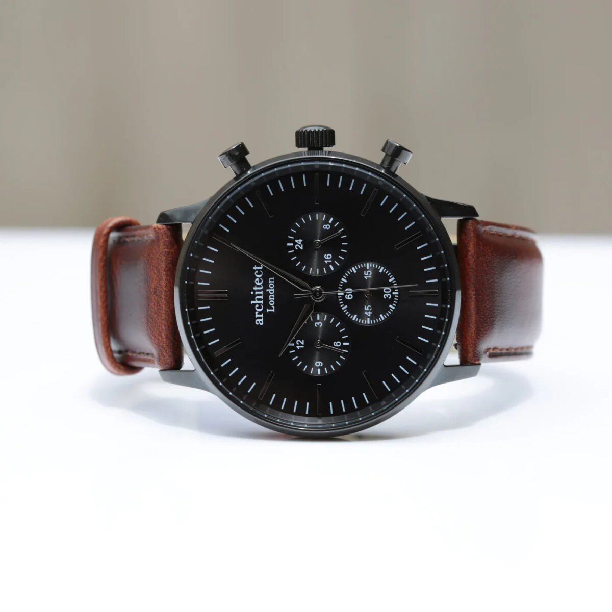 Personalised mens architect motivator watch walnut