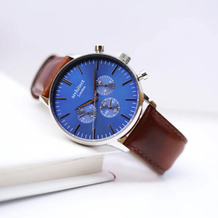Personalised mens architect motivator watch walnut