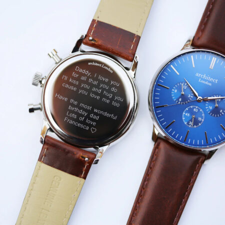 Personalised mens architect motivator watch walnut