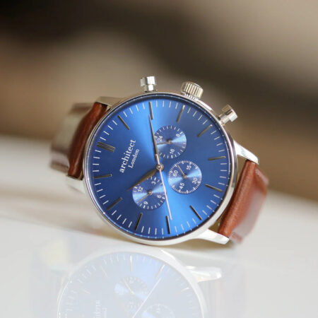 Personalised mens architect motivator watch walnut