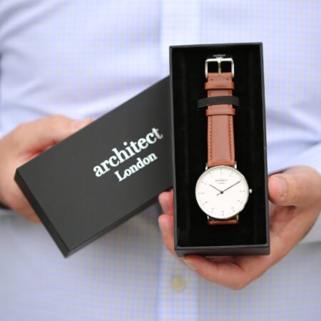 Personalised mens architect zephyr walnut contactless payment watch